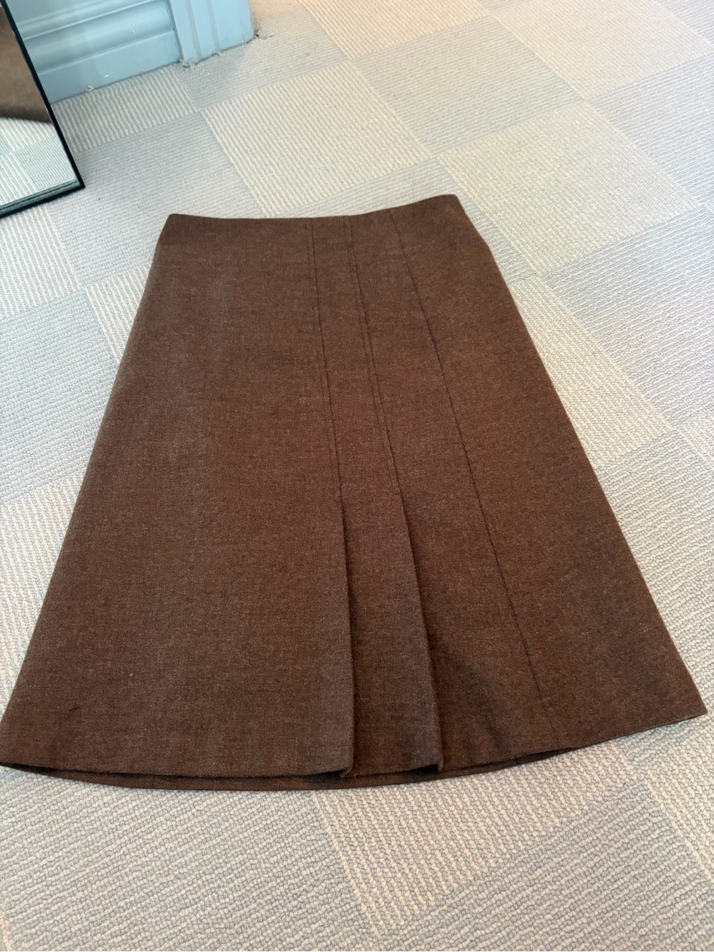 Classic A-Line Brown Wool Blend Skirt
